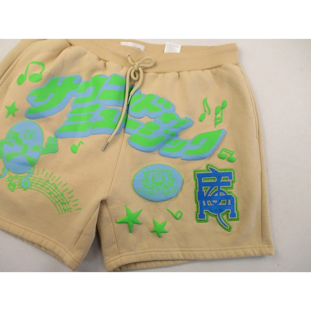First Row Sweat Shorts Mens XL Brown FRB2530 Puff Print Graphic Music Streetwear